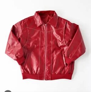 Stylish Red Pleather Jacket